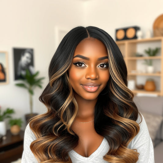 (#P1B/27) Honey Blonde/Black 13*4 Lace Frontal Wigs