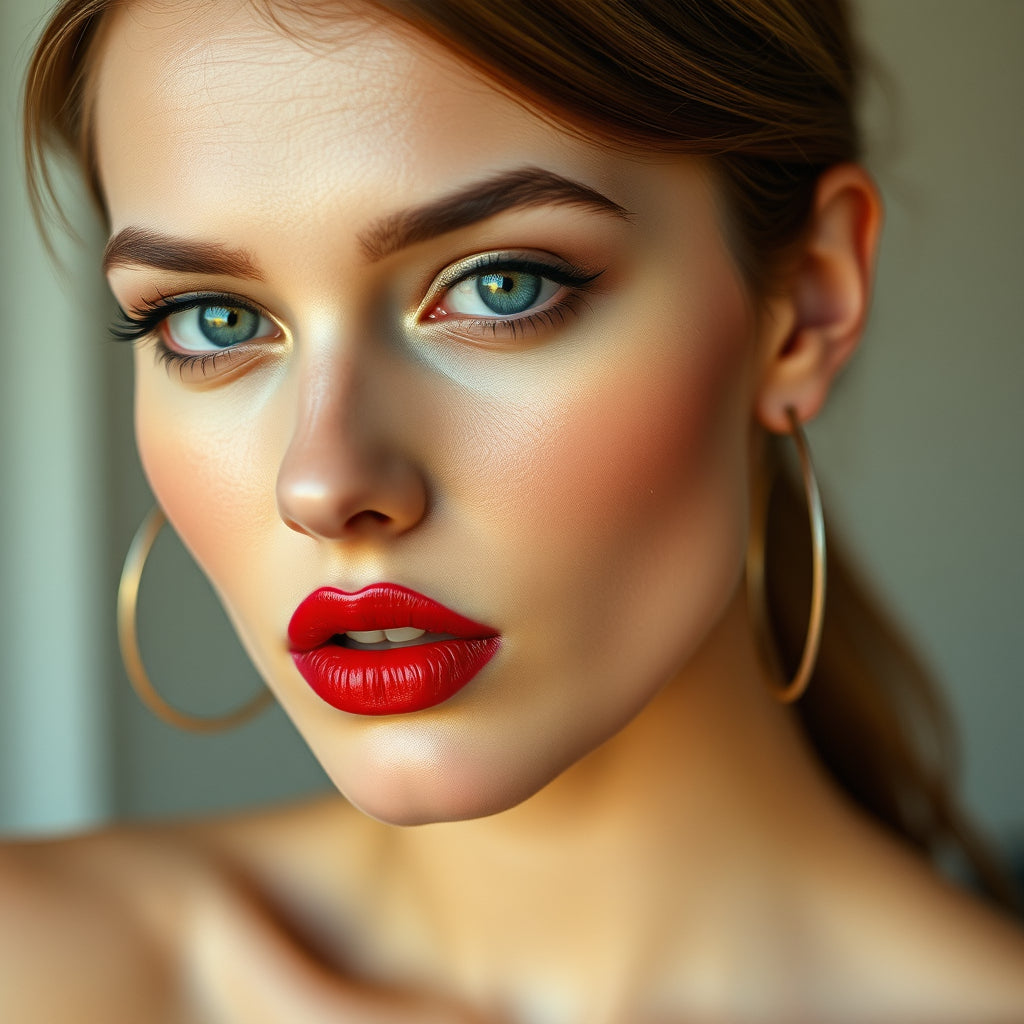 Red Matte Golden Round tube Lip Stick